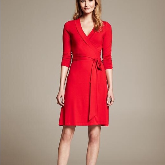 Long Sleeve Red Wrap Dress